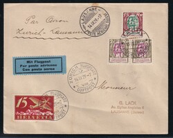 Freim., 15 und 2mal 2½ Rp., in MiF mit Schweiz 15 Rp. Flugpost, a. ...
