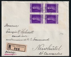 Franz I., 10 Rp., 4er Bl. a. R-FDC, Vaduz 28.VIII. 33  Automatically ...