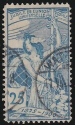 UPU, 25 Rp., gest. mit PF III "Wertschild oben rechts ausgebrochen", ...