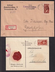 1935, 15 Belege, meist Volksabstimmung 1935 aus dieser Zeit  ...