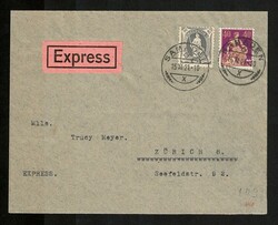 80 Rp.-Eilporto, Stehende Helvetia 40 Rp. mit Helvetia mit Schwert 40 ...