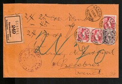 45 Rp.-Fahrpost-Nachnahmeporto, Ziffermuster 15 Rp. mit Helvetia ...