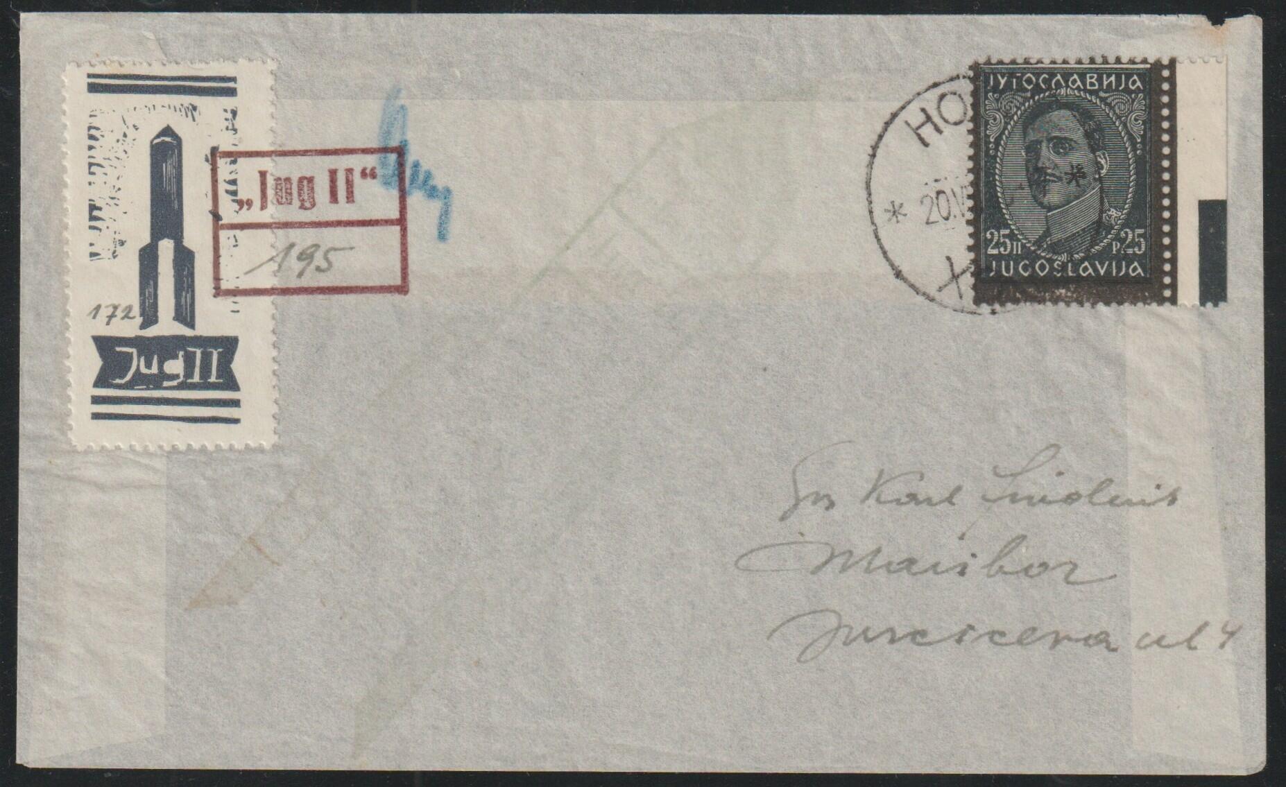 1935 Kingdom of Yugoslavia. Rocket mail, Schmiedl, Jug II. Cover, ...