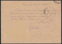 1945 Zagreb Provisional Issue 1945. Kn. 40,00 postcard correctly ...