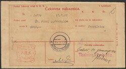 1920 Money transfer form. Due to shortage of Postage due stamps ...