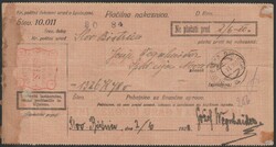 1920 Money transfer form. Due to shortage of Postage due stamps ...