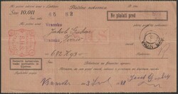 1920 Money transfer form. Due to shortage of Postage due stamps ...