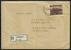1945 Provisional issues 1945. Ljubljana, cover, franked with Lira 2 ...