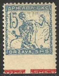 1919 Chainbreakers. Value of 15 vin. on soft-porous paper with tab at ...
