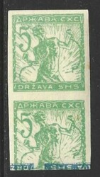 1919 Chainbreakers. Vertical pair of 5 vin. stamps in emerald-green ...