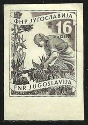 1950 Yugoslavia. Industry I., Din. 16,00, imperforate proof in black. ...