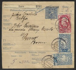 1920 Chainbreakers. Parcel card, franked with Cr. 9,14 (1 vin. ...