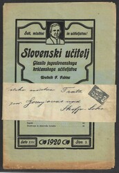 1920 Newspaper "Slovenski ucitelj" with preserved wrapper franked ...