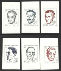 1968 Yugoslavia. National Heroes. Complete imperforate set printed in ...