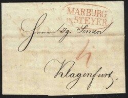 1830 Austria. Complete prephilatelic letter, red oval "MARBURG / IN ...