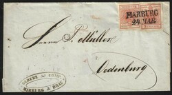1851 Austria. Almost complete wrapper of a coverfranked with two 3 kr ...