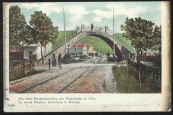 1906 Gorica, Railway station with overpass, Jerkic, mailed 1906