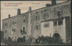 ca 1910 Krnica (Istria), group of people in front of villa Scabich, ...