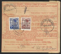 1941 Province of Ljubljana, Italian Occupation. Parcel card, franked ...