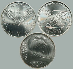 1994 MC / comp. 3 pcs of Ag memorial/special minci: 200SKK 1994 - ...