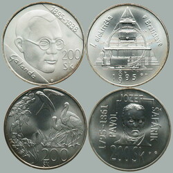 1995 MC / comp. 4 pcs of Ag memorial/special minci: 200SKK 1995 - P.J ...
