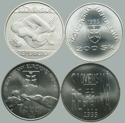 1995 MC / comp. 4 pcs of Ag memorial/special minci: 200SKK 1995 - P.J ...