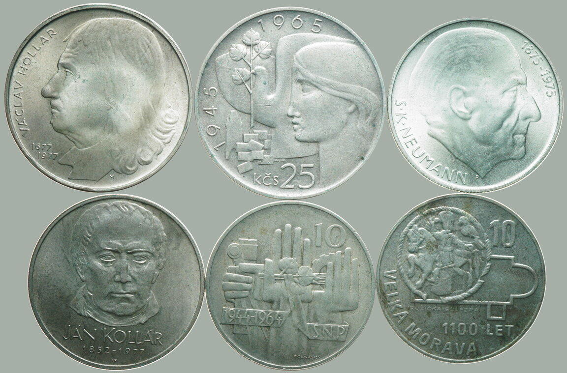1964-1977 CZECHOSLOVAKIA 1945-92 / comp. 6 pcs of memorial/special Ag ...