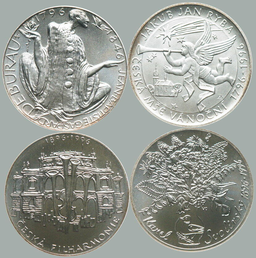 1996 Czech Republic / comp. 4 pcs of Ag memorial/special minci: ...