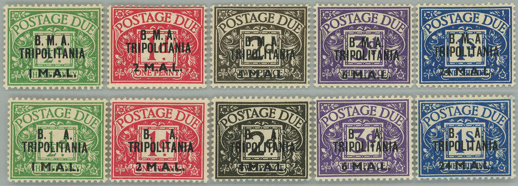 1948-1950 BRITISH OCCUPATION / SG.TD1-TD5, TD6-TD10, Postage due ...