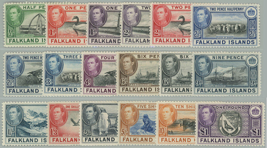 1938 SG.146-163, George VI. - Motives ½P - £1; complete very fine ...