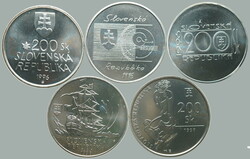 1996-1998 MC / comp. 5 pcs of Ag memorial/special minci: 200SKK 1996 ...