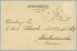 1899 VELKE MEZIRICI - color lithography, general view, square, street ...