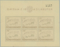 1951 Mi.456Klb., printing sheet Airmail UPU 300L brown / carmine; ...
