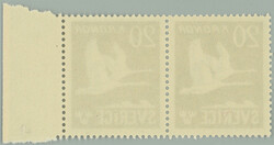 1942 Mi.290. Swan 20Kr, horiz. marginal Pr with plate number 4; mint ...