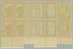 1929 Sass.50-53, overprint Buildings 30+10C - 5+2L in marginal blocks ...