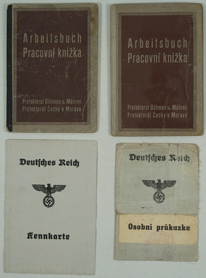 1941-1943 PROTECTORATE BOHEMIA-MORAVIA / Kennkarte + Arbeitsbuch - 2x ...