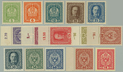 1916 (1918) POSTAGE STAMPS / MALY FORMAT / Mi.183-199, Austrian issue ...