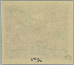 PLATE PROOF I. provisional air mail stmp. 28Kc/1000h violet, ...