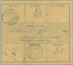 1929 RAKOSIN / larger part money dispatch-note on/for 200CZK sent ...