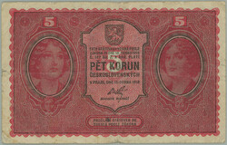 1919 Ba.8, 5CZK 1919, set 0068; small tearing in margin, overall nice
