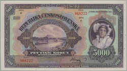 1920 Ba.17c, 5000CZK 1920, set C, perf SPECIMEN; on the reverse side ...