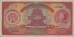 1929 Ba.23b, 500CZK 1929, set B, dotistena line above MAJA; koupana ...