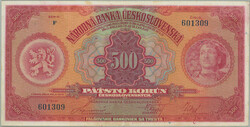 1929 Ba.23c, 500CZK 1929, set F, imperforate; nice