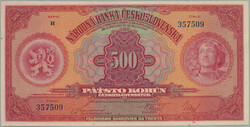 1929 Ba.23c, 500CZK 1929, set H, perf SPECIMEN; very fine
