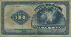 1932 Ba.26, 1000CZK 1932, set A, imperforate; in/at krizeni folds ...