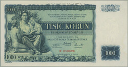 1934 Ba.27, 1000CZK 1934, set R, perf SPECIMEN; on the reverse side ...