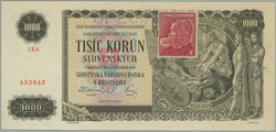 1945 Ba.65, 1000 Koruna 1940 with revenue, set 1K6, perf SPECIMEN at ...