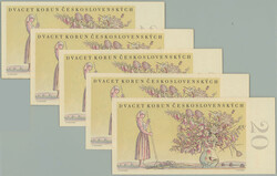 1949 CISELNA POSTUPKA / Ba.83b, 20Kcs 1949, issue II., set B42, comp. ...