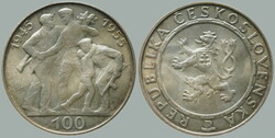 1955 CZECHOSLOVAKIA 1945-92 / 100 Koruna 1955 - 10. anniv of ...