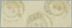 1850 Ferch.1HP III, Coat of arms 1 Kr kadmiumgelb, horizontal strip ...